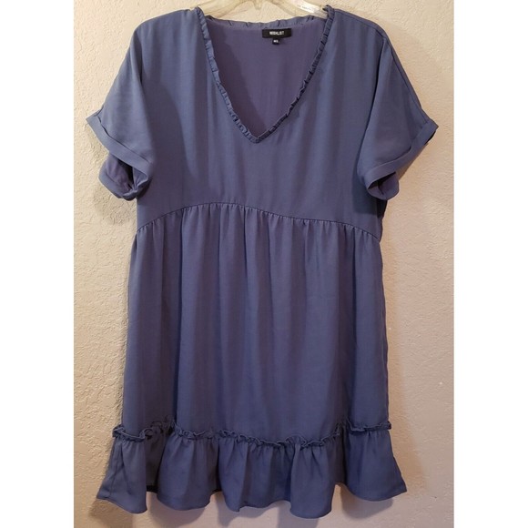 Wishlist Dresses & Skirts - Wishlist Women's Blue Baby Doll Dress Size M/L Short Sleeve Ruffle